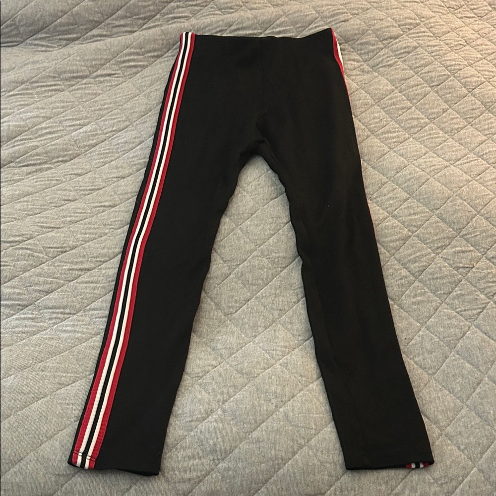 Stylish Black Kids Leggings with Red Stripes